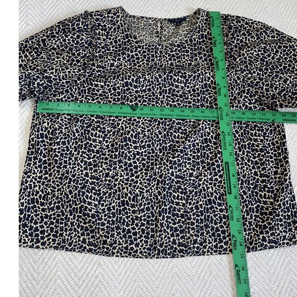 J CREW Size 2X Women Puff Sleeve Animal Print Top Blouse - Picture 6 of 9